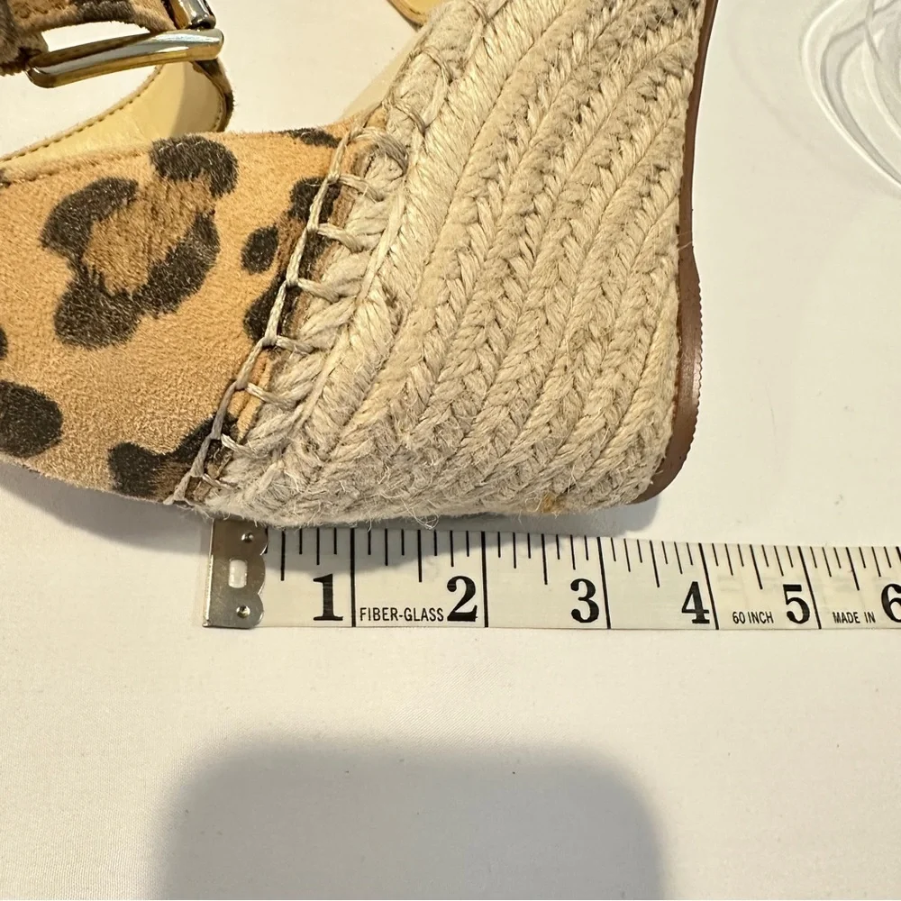 NEW‎ Vince Camuto Leopard Print Wedge Espadrilles Leather 8.5